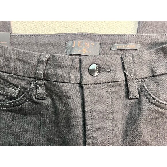 7 For All Mankind Jen7 Women's Size 6 Black Slim Boyfriend Stretch Denim Jeans - Picture 2 of 11